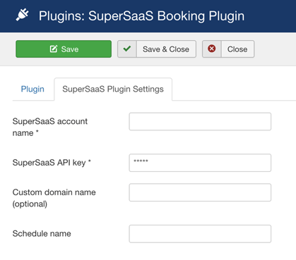 Joomla! SuperSaaS Booking Plugin