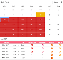 Example of a SuperSaaS widget-type schedule on a tablet device for offering private lessons