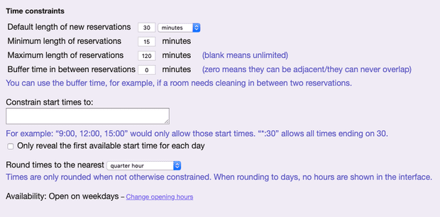 add time constraints to your bookings
