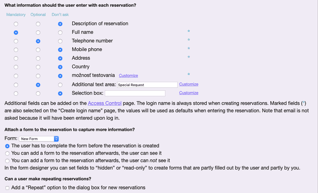 configure input fields on your schedule