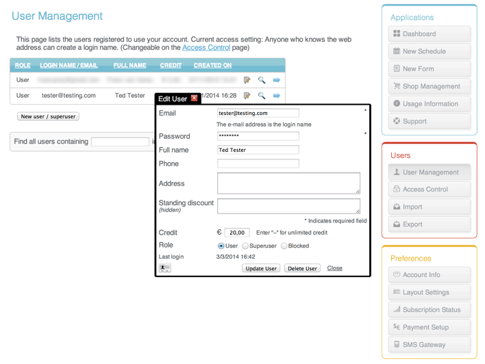 Manipulating individual users’ credit