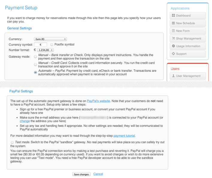 Setting up online payment